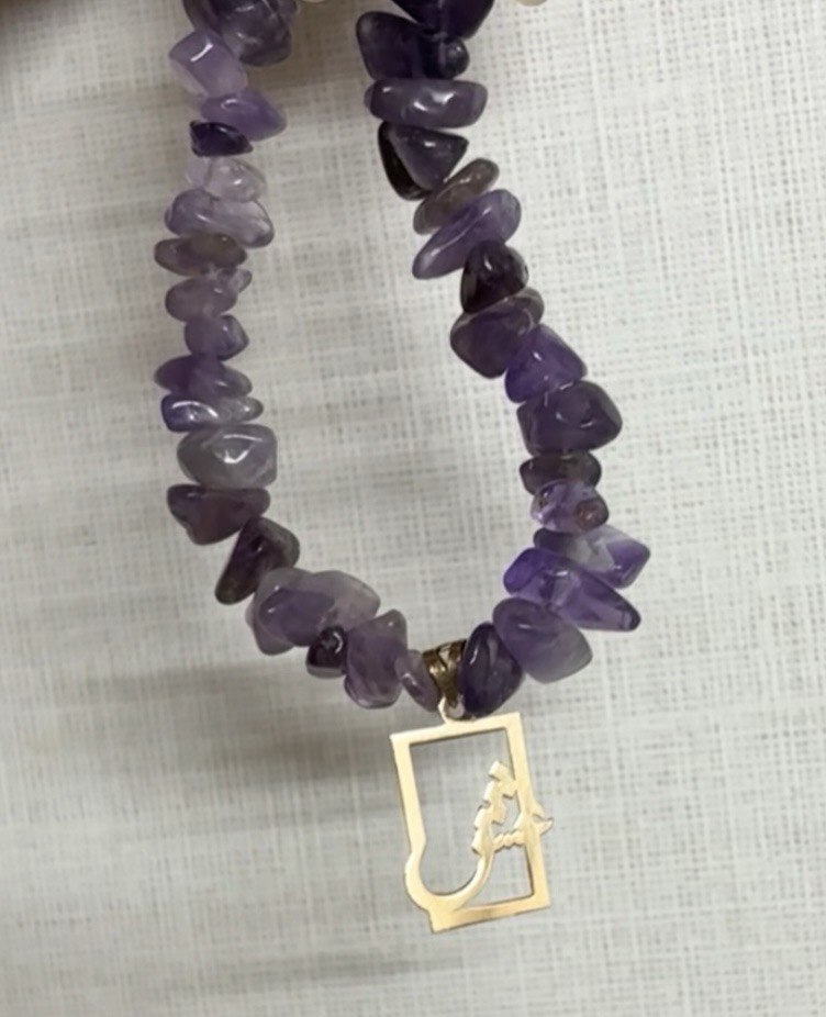 گردنبند پلاک طلا با زنجیر سنگ